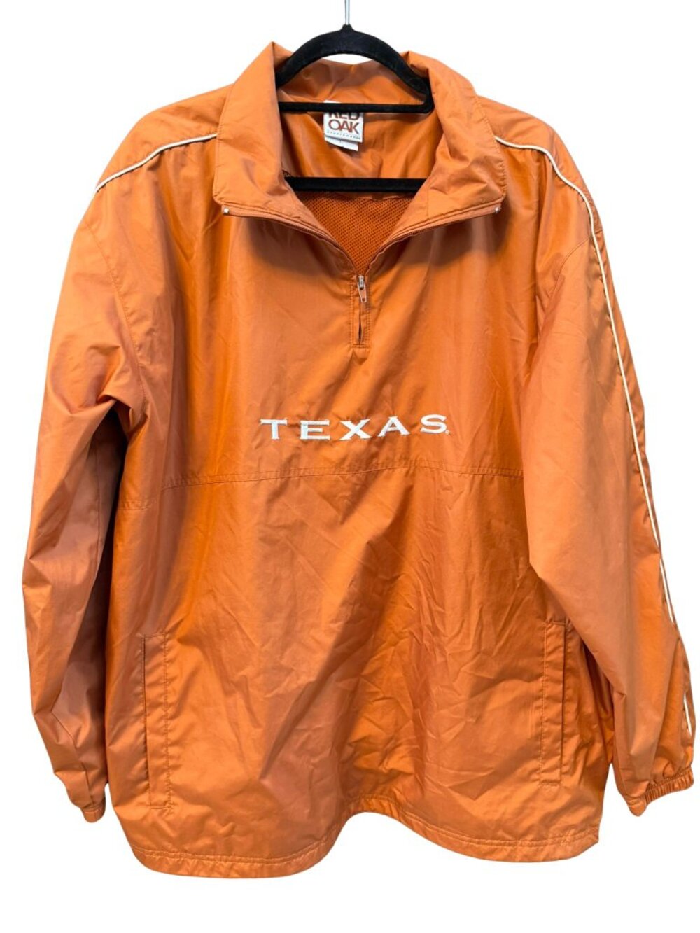 Texas Longhorns Pullover Windbreaker Jacket Red Oak Sportswear L NCAA Hook 'Em